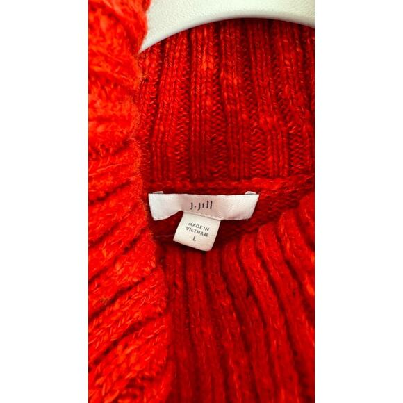 J Jill Womens Cabin Tweed Knit Sweater Turtleneck Chili Multi Red Large NWT - Picture 13 of 15
